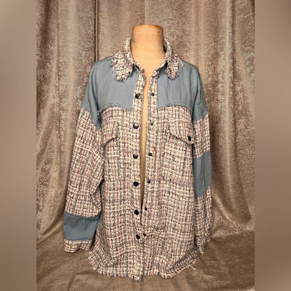 Dance & Marvel Blue and Gray Tweed‎ Blazer